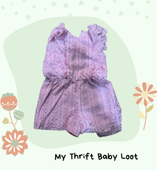 Preloved Zara pink cutwork jumpsuit (3-4 years)